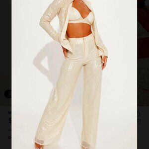 Material Girl 3 Piece Sequin Set - Cream